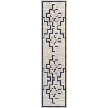 Ashkii Minimalist Medallion Machine-washable Area Rug